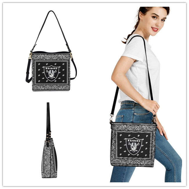 Las Vegas Raiders PU Leather Bucket Handbag 001